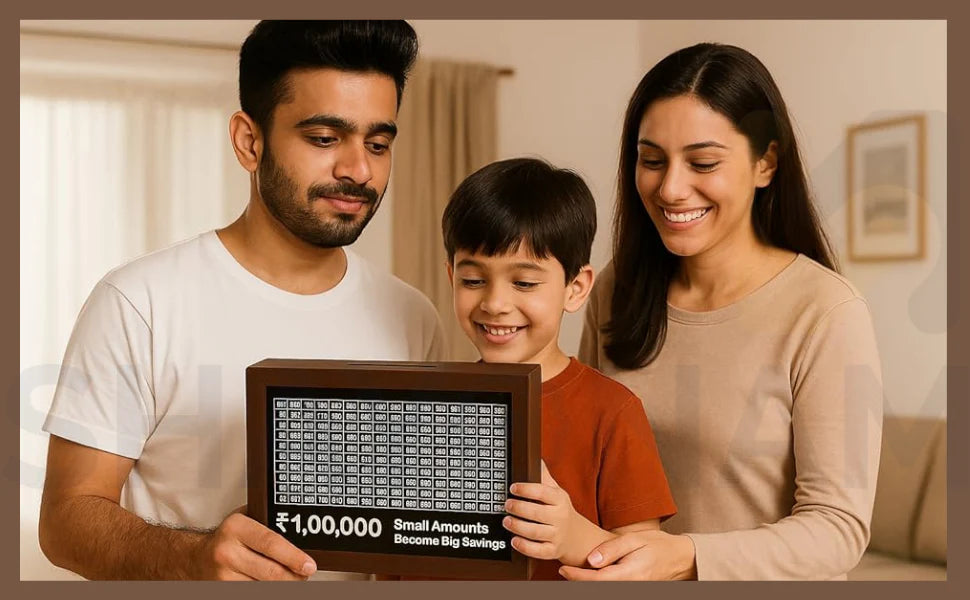 Money Saving Box for Kids and Adults | Wooden Money Bank with Lock| 1 Lakh Saving Box with Numbers |